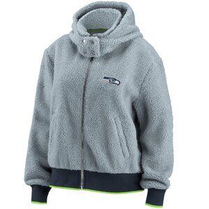 NWT Women's M Seattle Seahawks Gray Sherpa Full Zip Hoodie Jacket MSRP $89